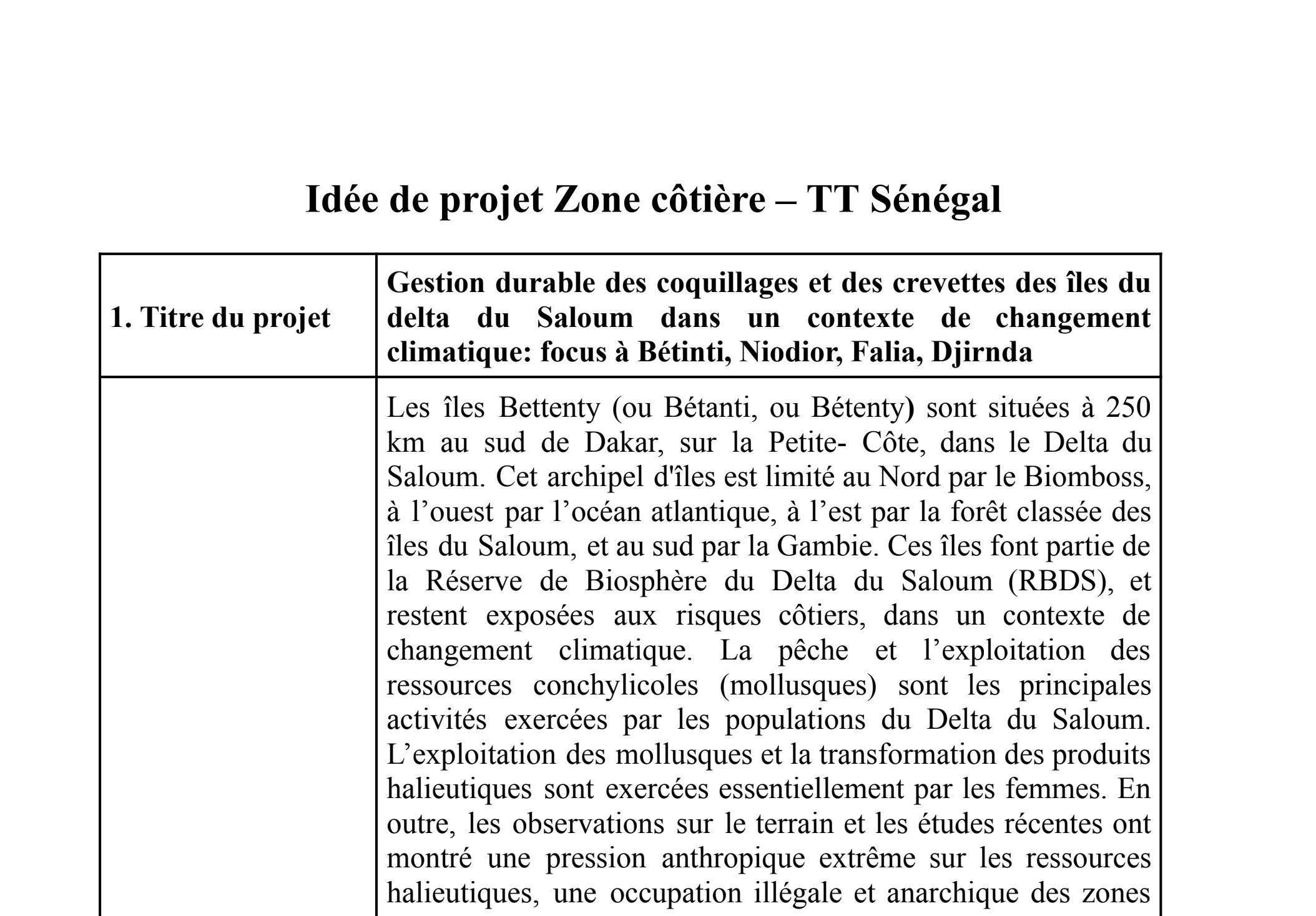 Coastal Zone Task Force Project Idea- French